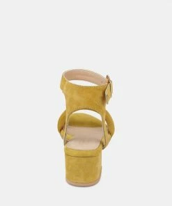 Rag & Co AMELIA Mustard Minimalist Block Heel Sandal
