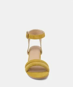 Rag & Co AMELIA Mustard Minimalist Block Heel Sandal