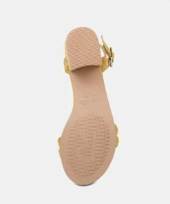 Rag & Co AMELIA Mustard Minimalist Block Heel Sandal