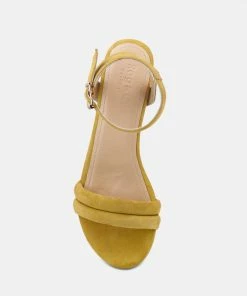 Rag & Co AMELIA Mustard Minimalist Block Heel Sandal