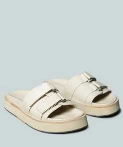 Rag & Co X Flats ANISTON Buckled Flatform Nude Slip-On Sandal