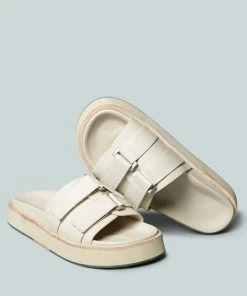 Rag & Co X Flats ANISTON Buckled Flatform Nude Slip-On Sandal