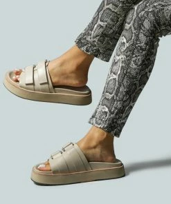 Rag & Co X Flats ANISTON Buckled Flatform Nude Slip-On Sandal