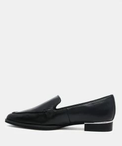 Rag & Co ANNA Black Leather Slip-on Loafers Loafers & Ballerinas