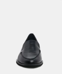 Rag & Co ANNA Black Leather Slip-on Loafers Loafers & Ballerinas