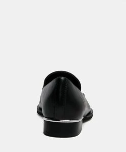 Rag & Co ANNA Black Leather Slip-on Loafers Loafers & Ballerinas