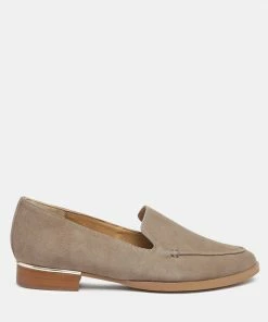 Rag & Co ANNA Taupe Suede Leather Loafers Loafers & Ballerinas