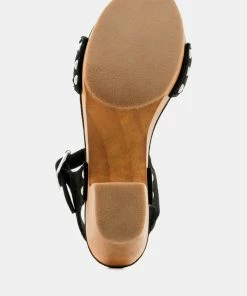 Rag & Co APRIL Black Wooden Clogs In Suede Weave 14 Rag & Co APRIL Black Wooden Clogs In Suede Weave