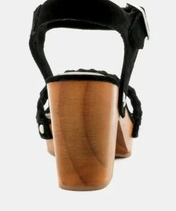 Rag & Co APRIL Black Wooden Clogs In Suede Weave 13 Rag & Co APRIL Black Wooden Clogs In Suede Weave