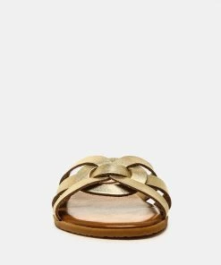 Rag & Co Flats ARIS Gold Strappy Slip-on Sandal