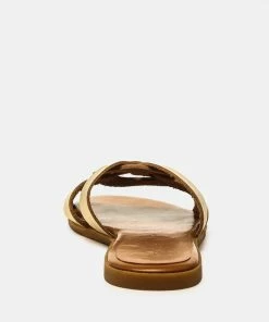 Rag & Co Flats ARIS Gold Strappy Slip-on Sandal