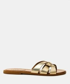 Rag & Co Flats ARIS Gold Strappy Slip-on Sandal