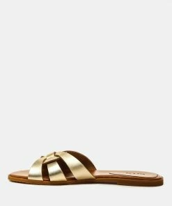 Rag & Co Flats ARIS Gold Strappy Slip-on Sandal