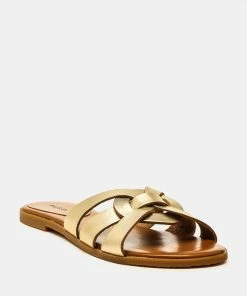 Rag & Co Flats ARIS Gold Strappy Slip-on Sandal