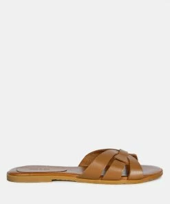 Rag & Co ARIS Tan Strappy Slip-on Sandal Flats