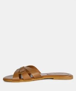 Rag & Co ARIS Tan Strappy Slip-on Sandal Flats