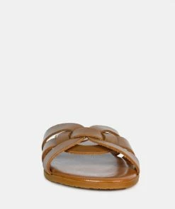 Rag & Co ARIS Tan Strappy Slip-on Sandal Flats