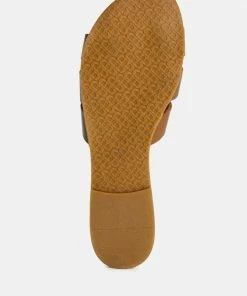 Rag & Co ARIS Tan Strappy Slip-on Sandal Flats