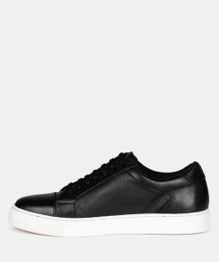 Rag & Co ASHFORD Black Fine Leather Handcrafted Sneakers