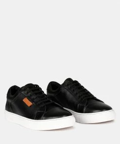 Rag & Co ASHFORD Black Fine Leather Handcrafted Sneakers