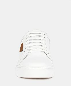 Rag & Co ASHFORD White Fine Leather Handcrafted Sneakers