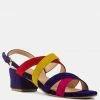 Rag & Co ASTRID Blue Mid Heeled Block Leather Sandal Sandals
