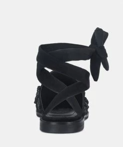 Rag & Co Asante Crisscross Beaded Veil Velvet Mules In Black Flats