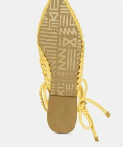 Rag & Co BARTSI Yellow Handwoven Cotton Tie Up Mule Flats