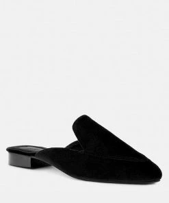 Rag & Co BATISTE Black Velvet Handcrafted Mules