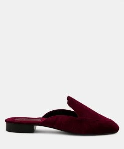 Rag & Co BATISTE Burgundy Velvet Handcrafted Mules