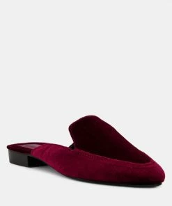 Rag & Co BATISTE Burgundy Velvet Handcrafted Mules