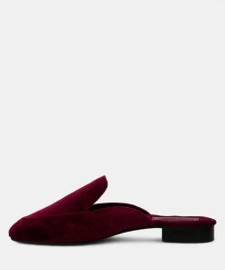 Rag & Co BATISTE Burgundy Velvet Handcrafted Mules