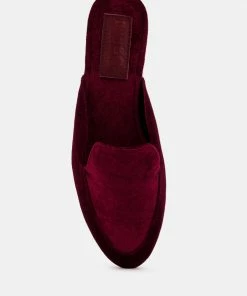 Rag & Co BATISTE Burgundy Velvet Handcrafted Mules