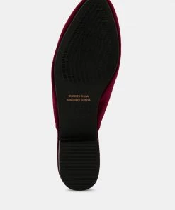Rag & Co BATISTE Burgundy Velvet Handcrafted Mules