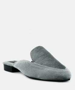Rag & Co BATISTE Grey Velvet Handcrafted Mules