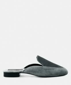 Rag & Co BATISTE Grey Velvet Handcrafted Mules
