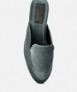 Rag & Co BATISTE Grey Velvet Handcrafted Mules