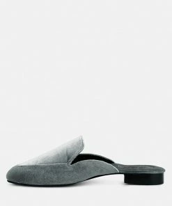 Rag & Co BATISTE Grey Velvet Handcrafted Mules