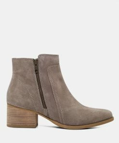 Rag & Co BAUENA Taupe Ankle Boots With Zip Closure