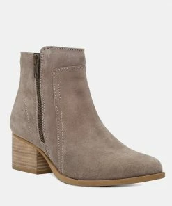Rag & Co BAUENA Taupe Ankle Boots With Zip Closure