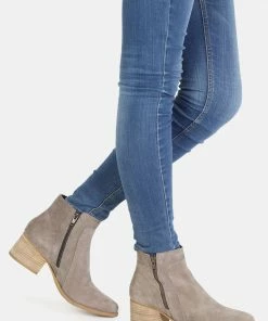 Rag & Co BAUENA Taupe Ankle Boots With Zip Closure