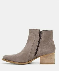 Rag & Co BAUENA Taupe Ankle Boots With Zip Closure