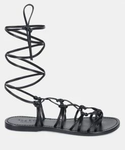 Rag & Co BAXEA Handcrafted Black Tie Up String Flats