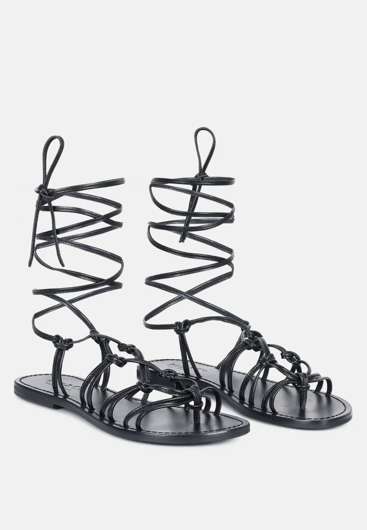 Rag & Co BAXEA Handcrafted Black Tie Up String Flats 3 Rag & Co BAXEA Handcrafted Black Tie Up String Flats