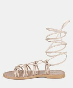 Rag & Co BAXEA Handcrafted Latte Tie Up String Flats