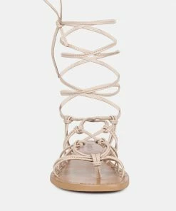 Rag & Co BAXEA Handcrafted Latte Tie Up String Flats