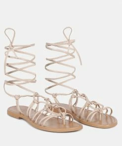Rag & Co BAXEA Handcrafted Latte Tie Up String Flats