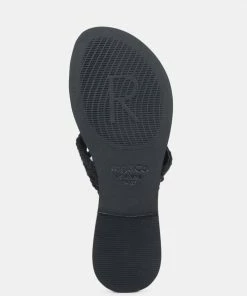 Rag & Co BEECH Handwoven Natural Black Suede Tassel Thong Flats