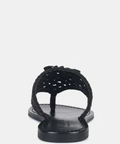 Rag & Co BEECH Handwoven Natural Black Suede Tassel Thong Flats