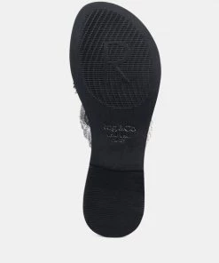 Rag & Co BEECH Handwoven Natural Silver Suede Tassel Thong Flats